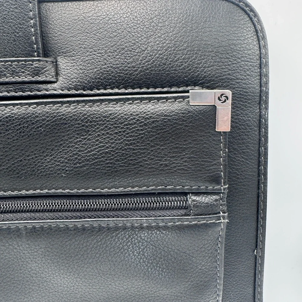 Samsonite Black Faux‎ Leather Laptop Briefcase Sleeve Retractable Handle Bag